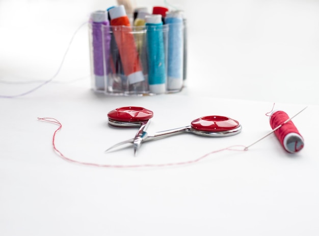 Detail ručného vyšívania na plátne